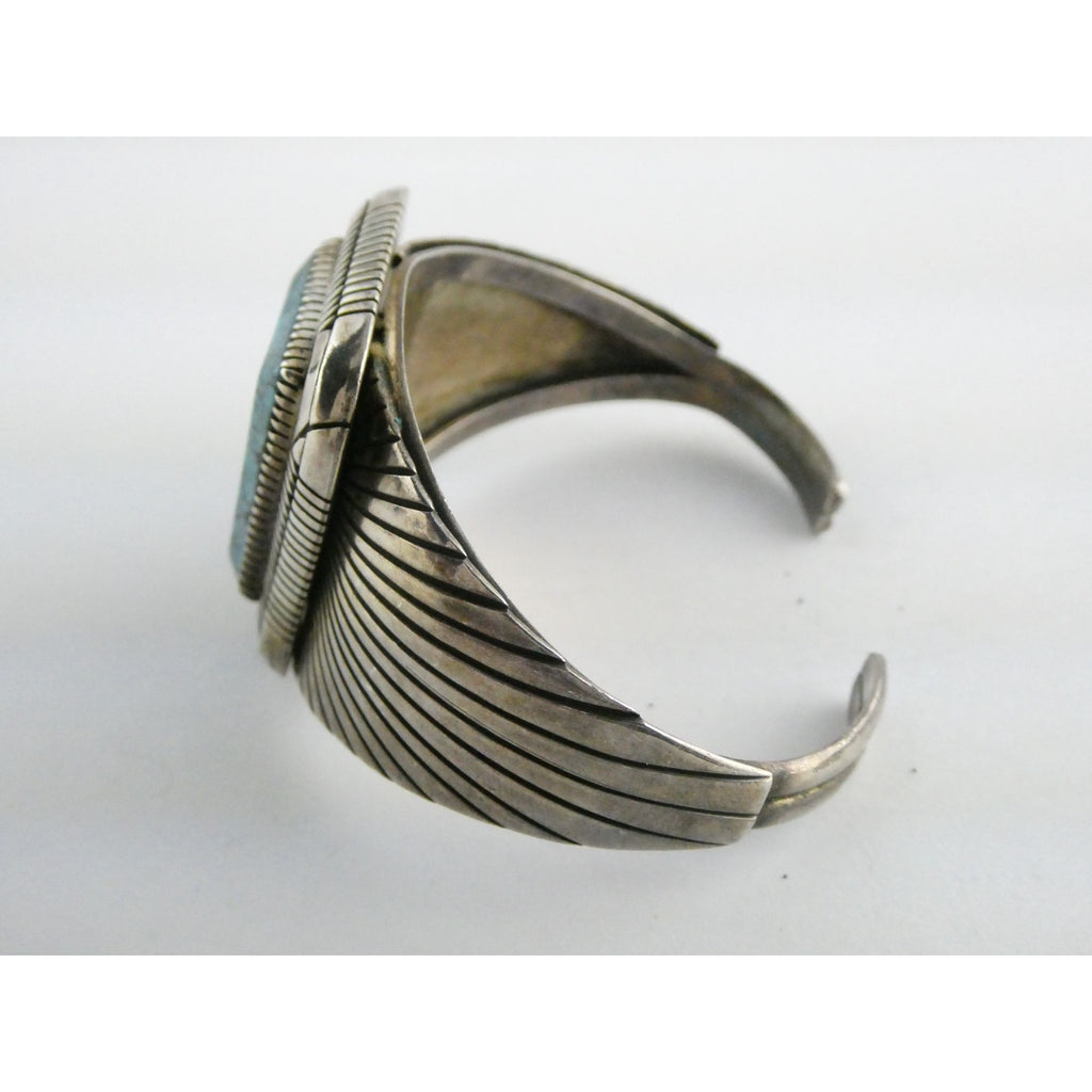 NA Southwestern Sterling Silver Turquoise Cuff Bracelet Signed GIBB 6 5/8 Inches