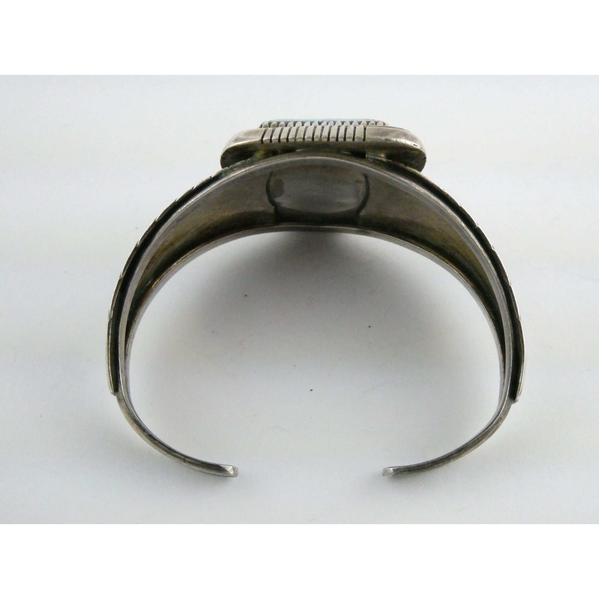 NA Southwestern Sterling Silver Turquoise Cuff Bracelet Signed GIBB 6 5/8 Inches