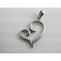 Sterling Silver Curled Heart Openwork Outline Pendant 925 1.7g 25mm Length