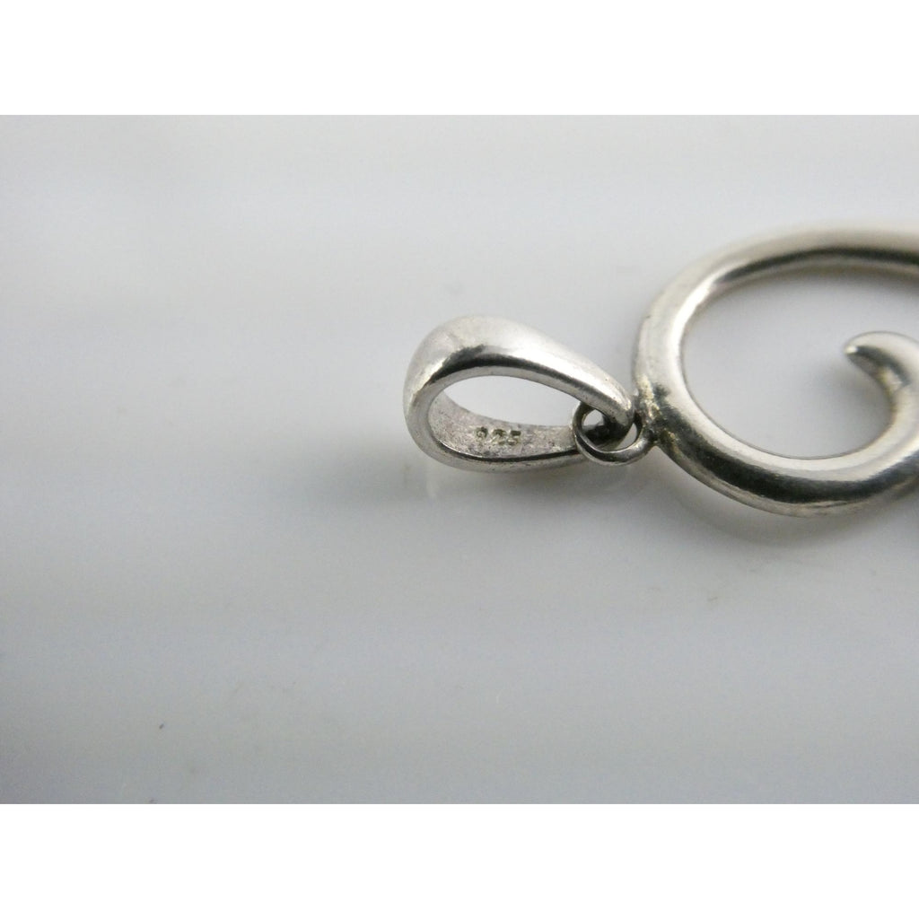 Sterling Silver Curled Heart Openwork Outline Pendant 925 1.7g 25mm Length