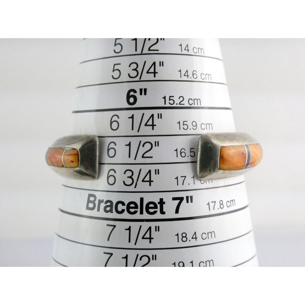 Douglas Nava Taos NA Southwestern Sterling Silver Gem Inlay Cuff Bracelet 6.5 In