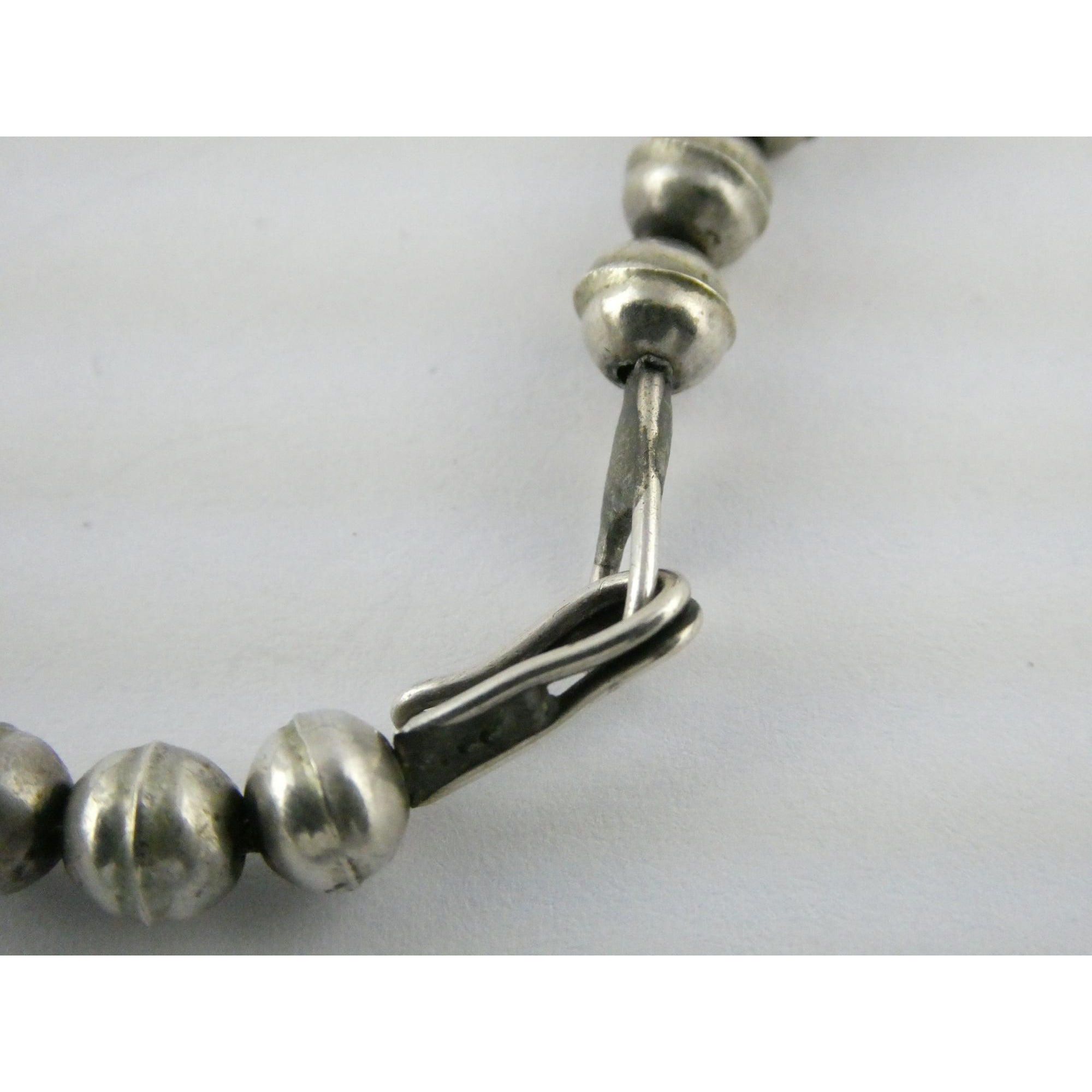 Southwestern Sterling Silver Zuni Inlay Spinner Pendant Necklace Navajo Pearls