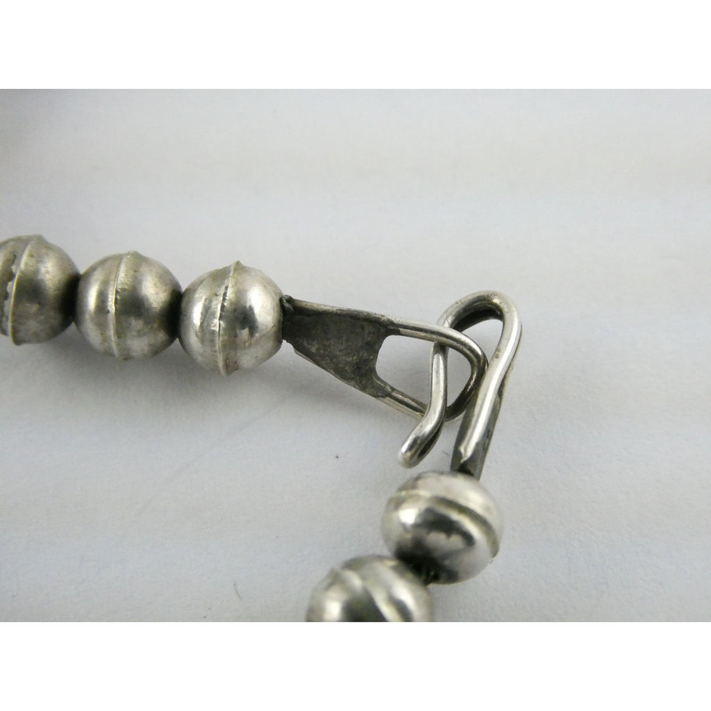Southwestern Sterling Silver Zuni Inlay Spinner Pendant Necklace Navajo Pearls