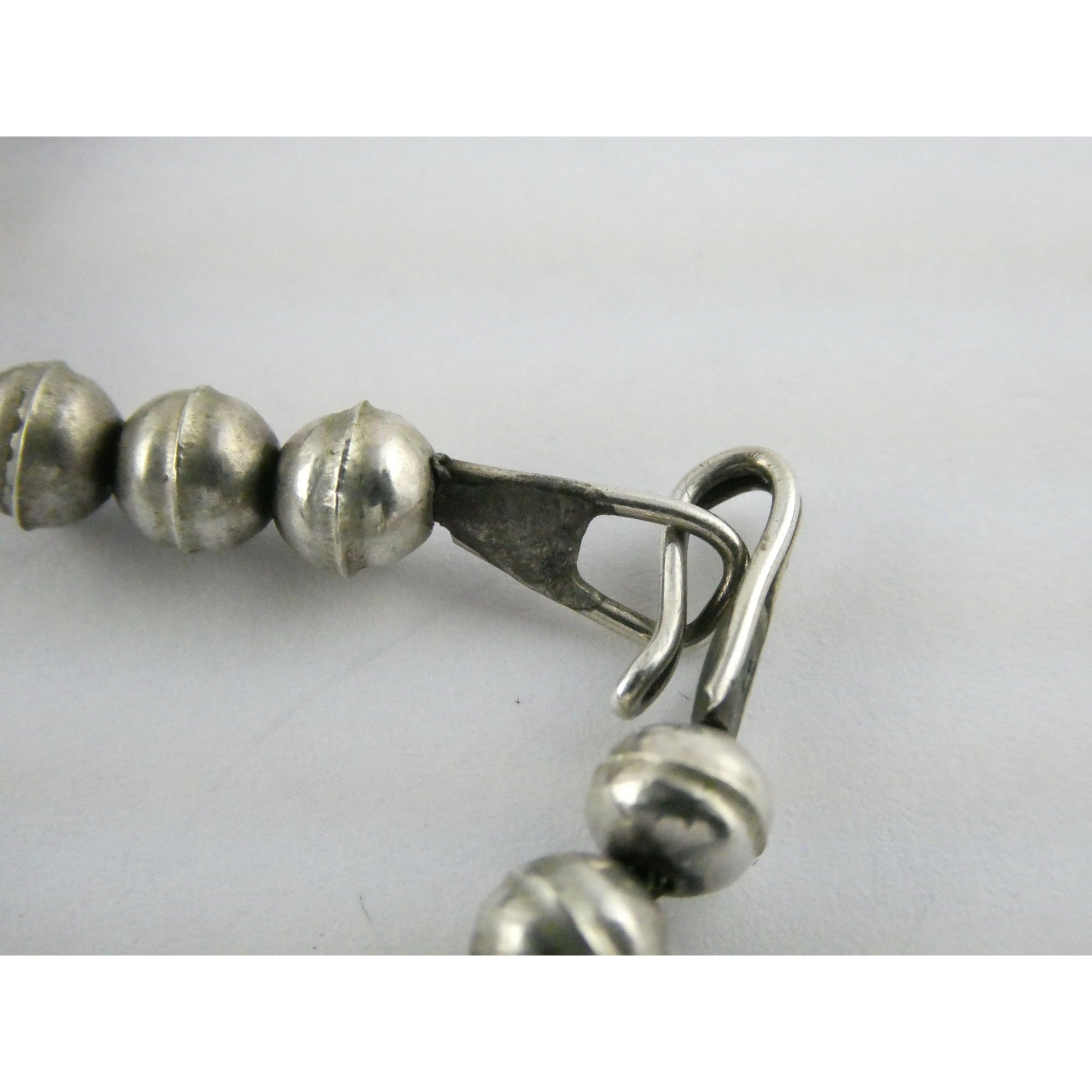 Southwestern Sterling Silver Zuni Inlay Spinner Pendant Necklace Navajo Pearls
