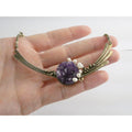 Artisan Signed RP Sterling Silver Amethyst and Pearl Flourish Motif Necklace 31g