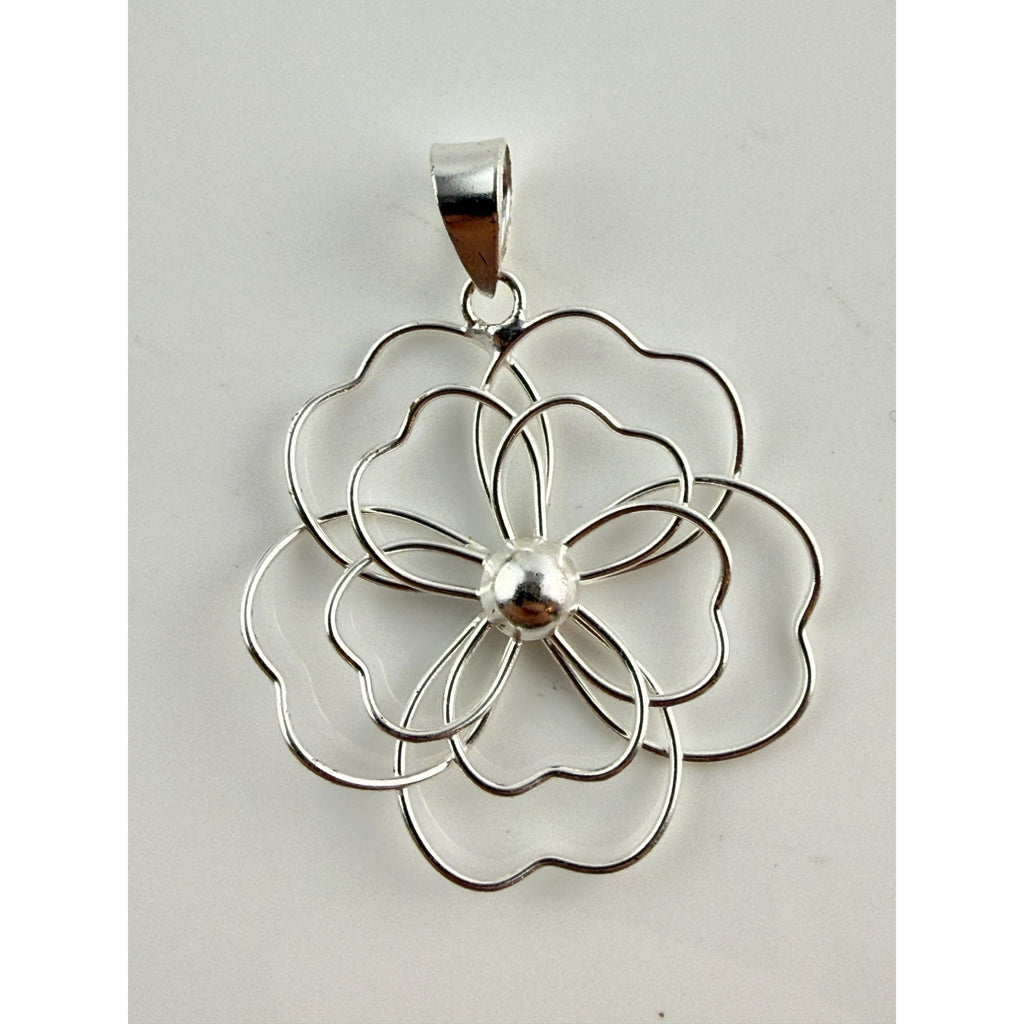 Marsala CW Sterling Silver Wire Flower Pendant 1g Weight 1.25 Inch Length