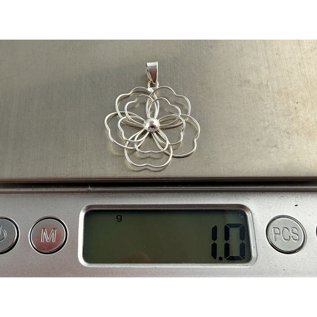 Marsala CW Sterling Silver Wire Flower Pendant 1g Weight 1.25 Inch Length