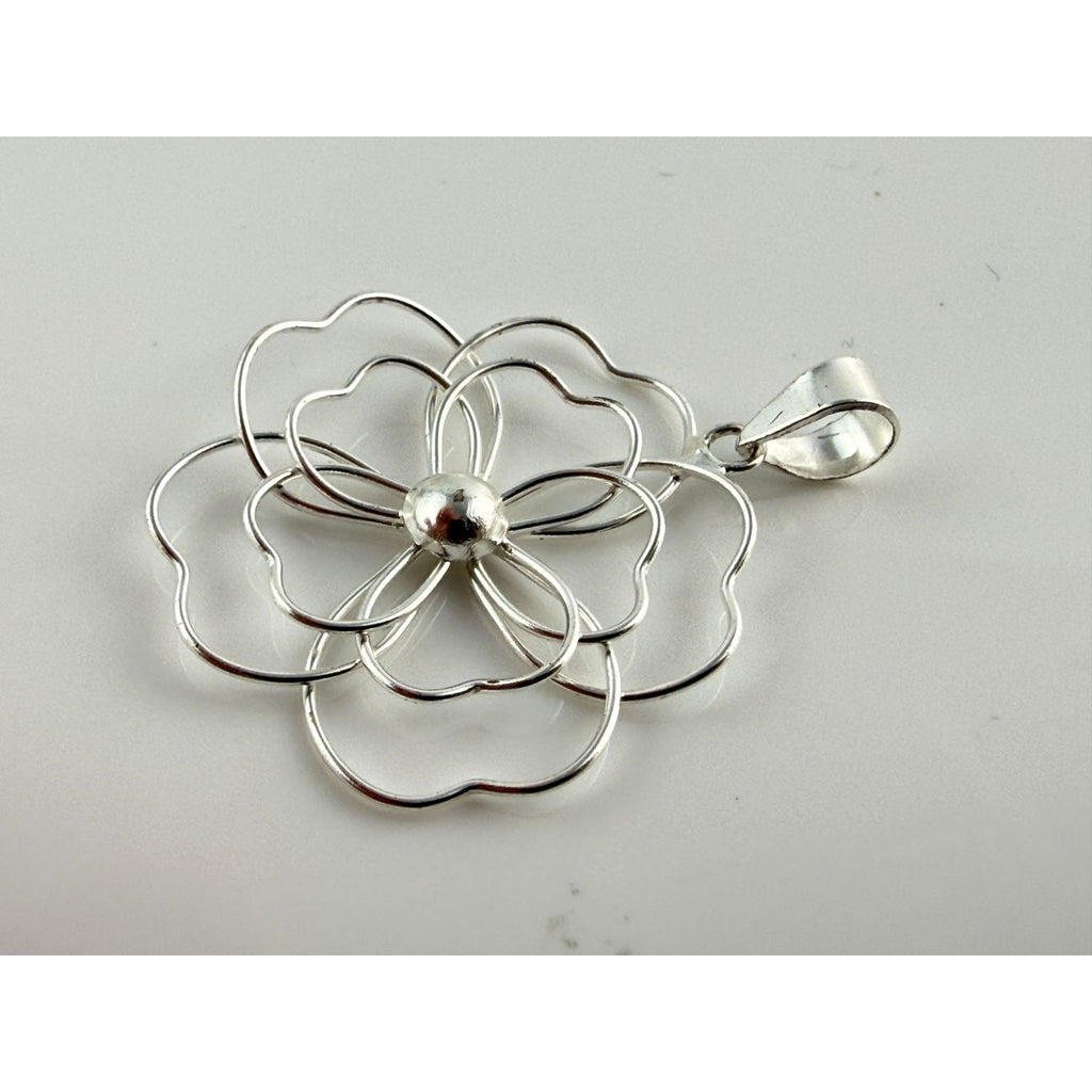 Marsala CW Sterling Silver Wire Flower Pendant 1g Weight 1.25 Inch Length