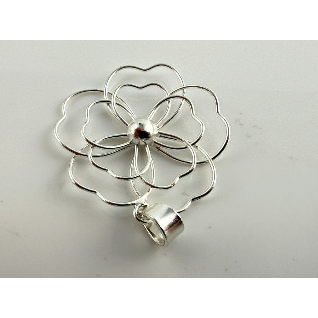 Marsala CW Sterling Silver Wire Flower Pendant 1g Weight 1.25 Inch Length