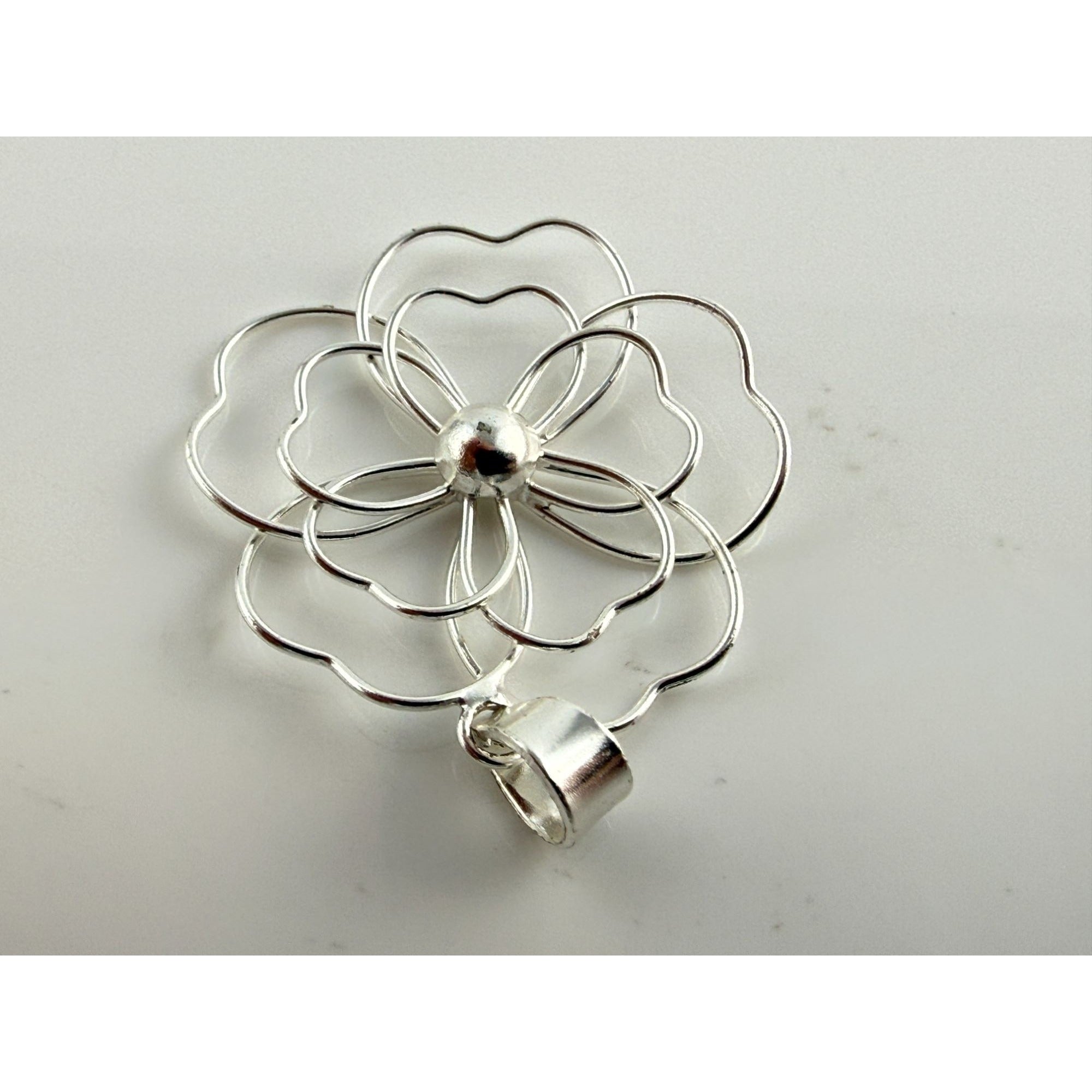 Marsala CW Sterling Silver Wire Flower Pendant 1g Weight 1.25 Inch Length