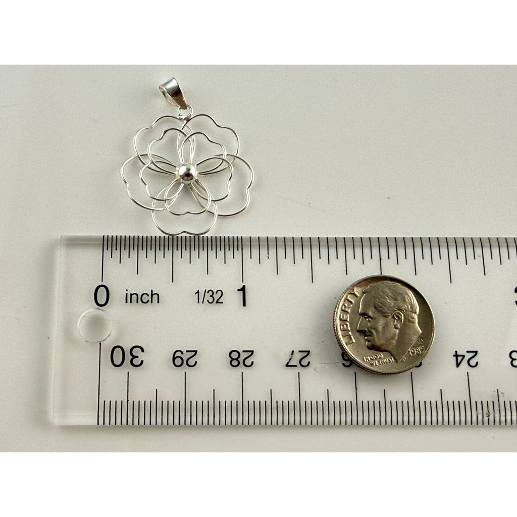 Marsala CW Sterling Silver Wire Flower Pendant 1g Weight 1.25 Inch Length