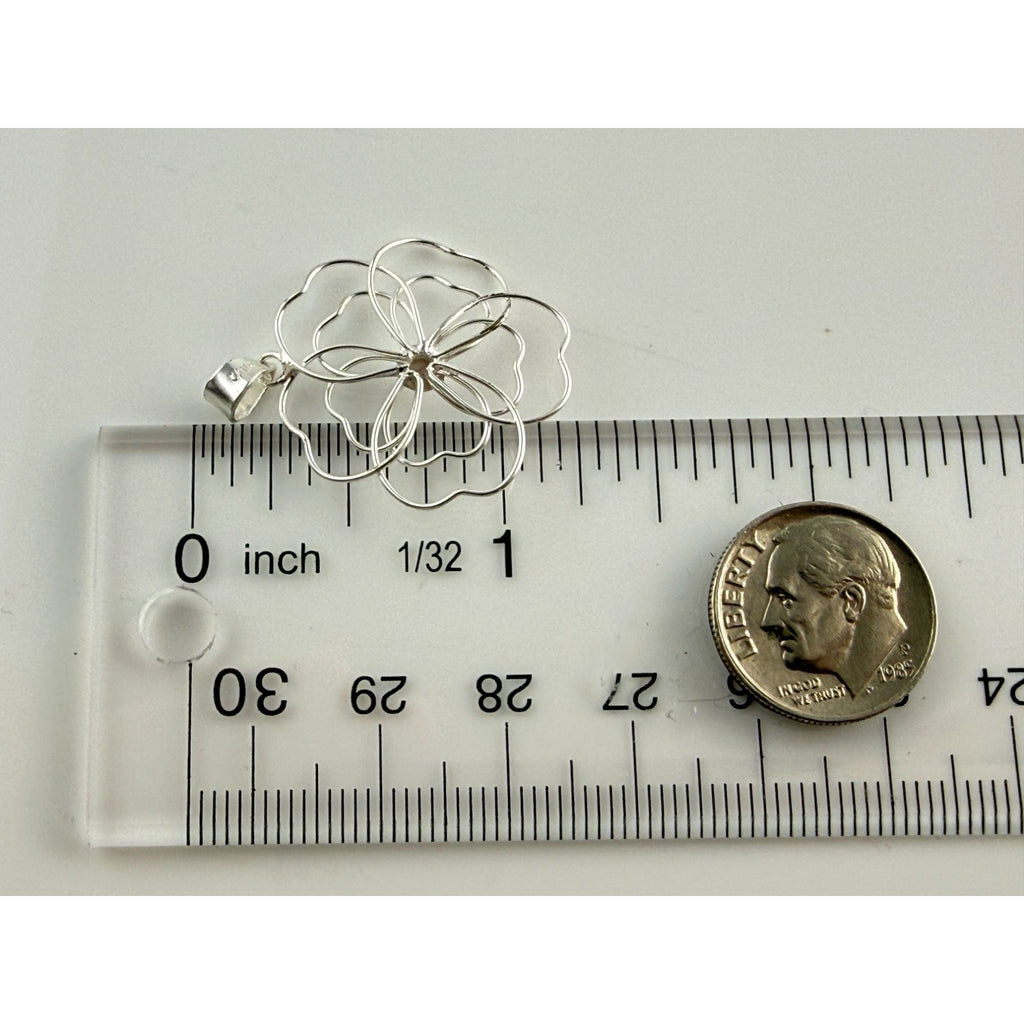 Marsala CW Sterling Silver Wire Flower Pendant 1g Weight 1.25 Inch Length