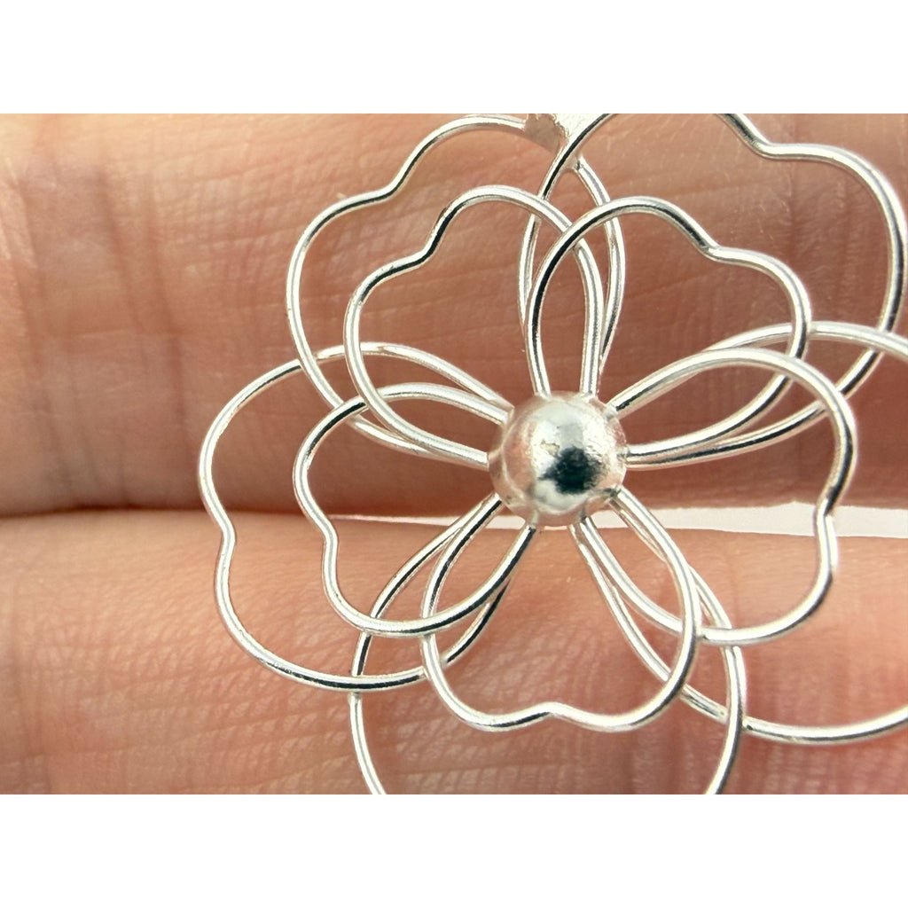 Marsala CW Sterling Silver Wire Flower Pendant 1g Weight 1.25 Inch Length