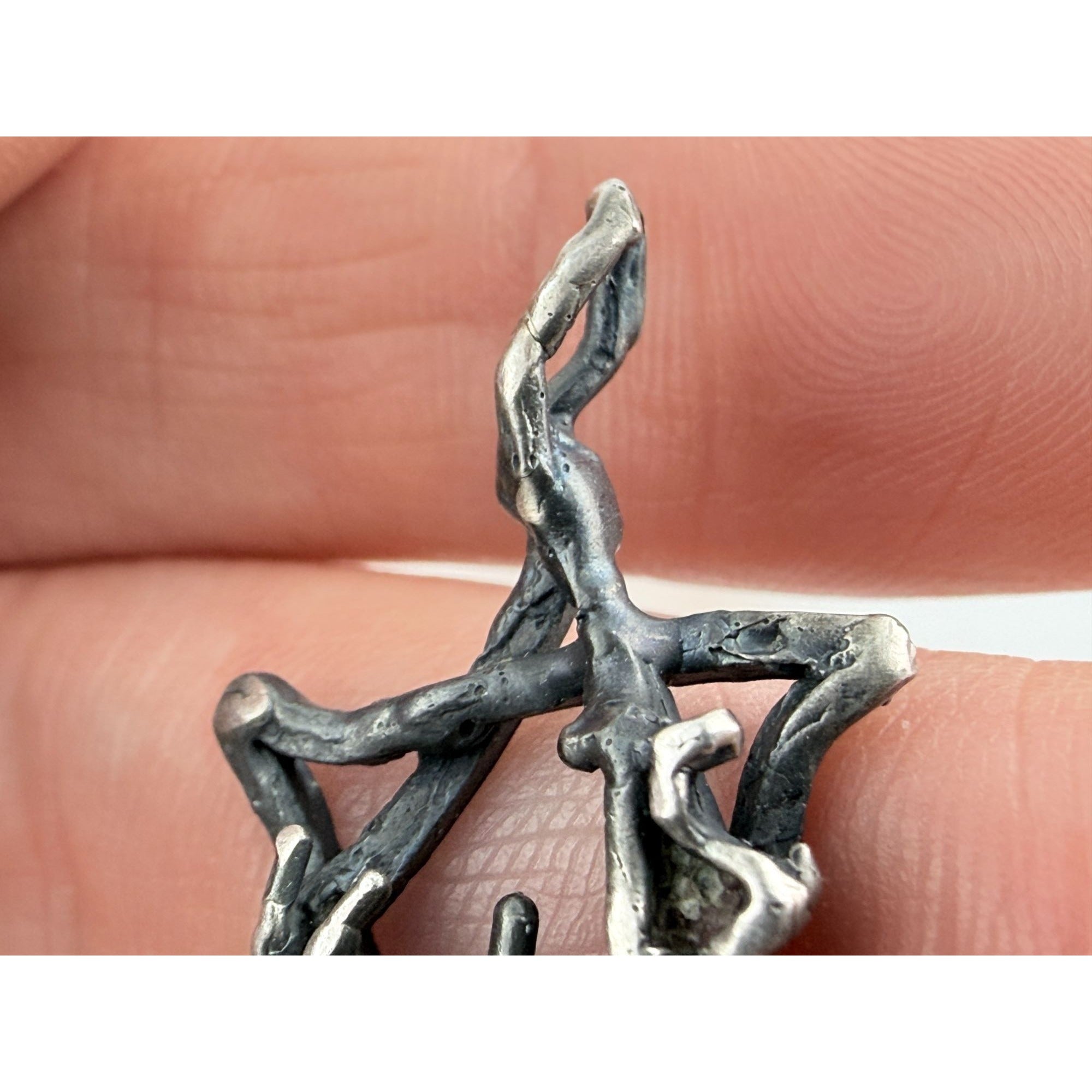 Vintage Sterling Silver Lettered Design Star of David Pendant 3.7g 1.25 Inch