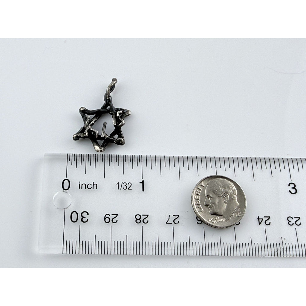 Vintage Sterling Silver Lettered Design Star of David Pendant 3.7g 1.25 Inch