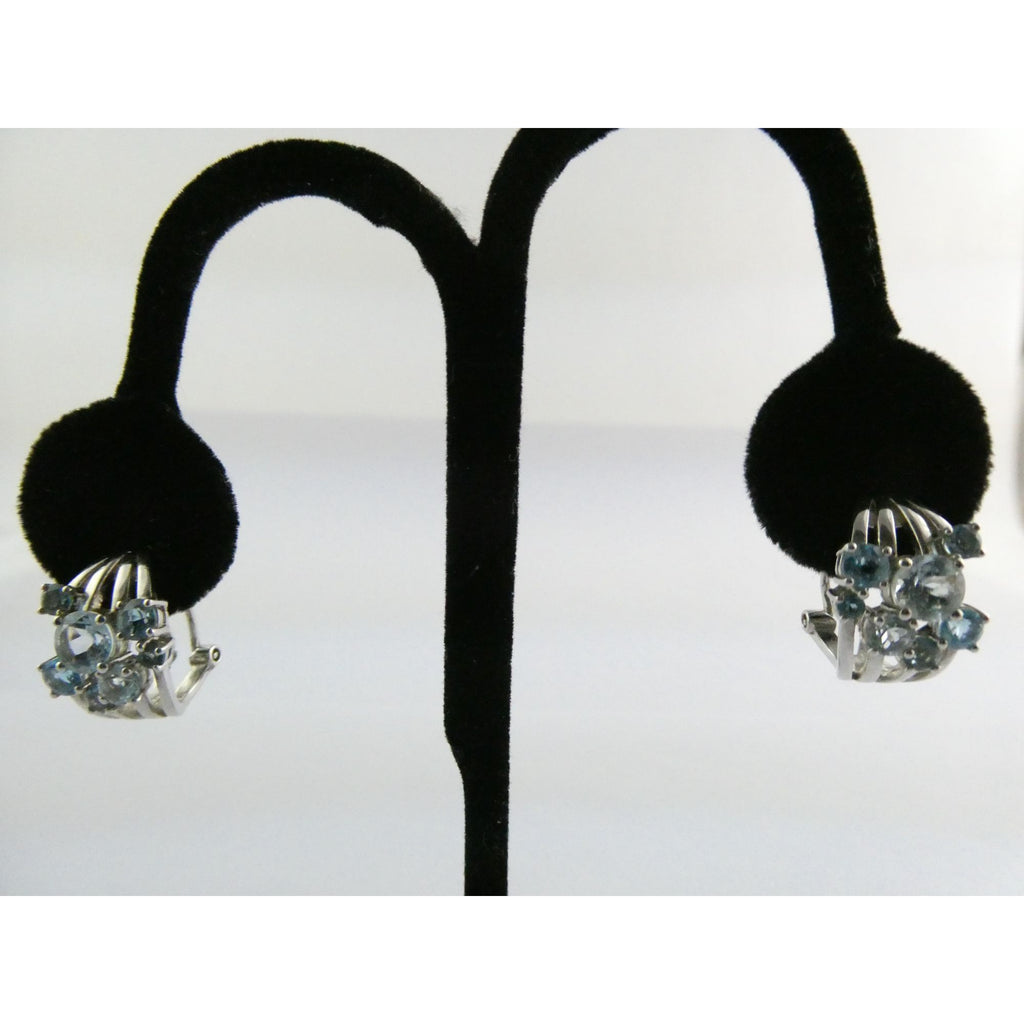 EA Designer Sterling Silver Multi Blue Topaz Earrings 925 7.3g 18mm Length