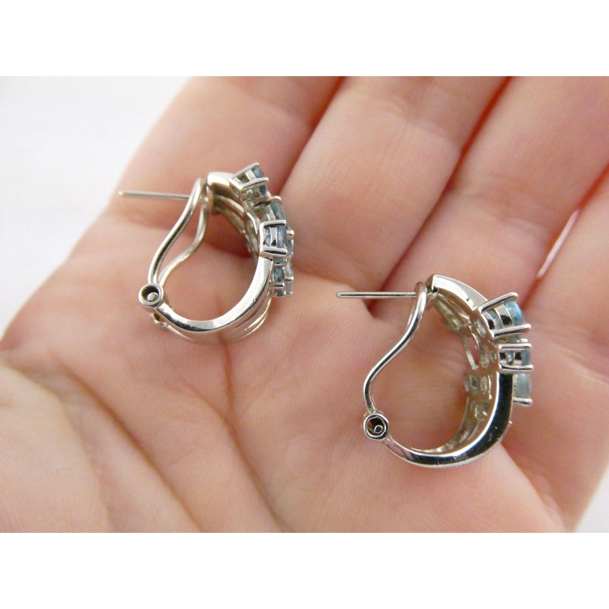 EA Designer Sterling Silver Multi Blue Topaz Earrings 925 7.3g 18mm Length