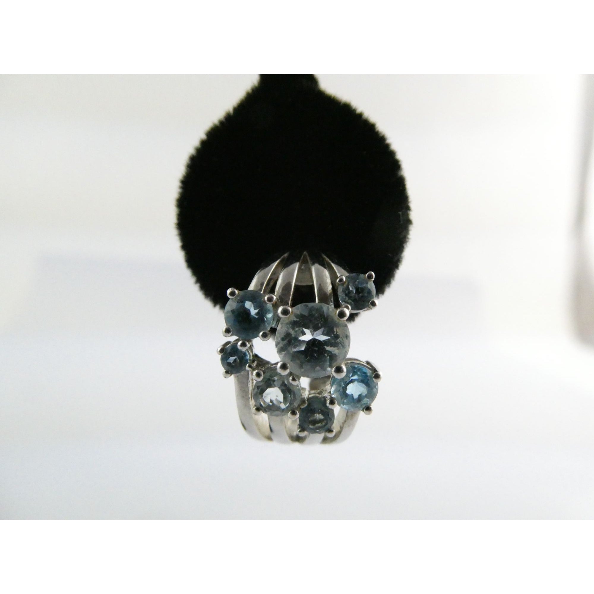 EA Designer Sterling Silver Multi Blue Topaz Earrings 925 7.3g 18mm Length