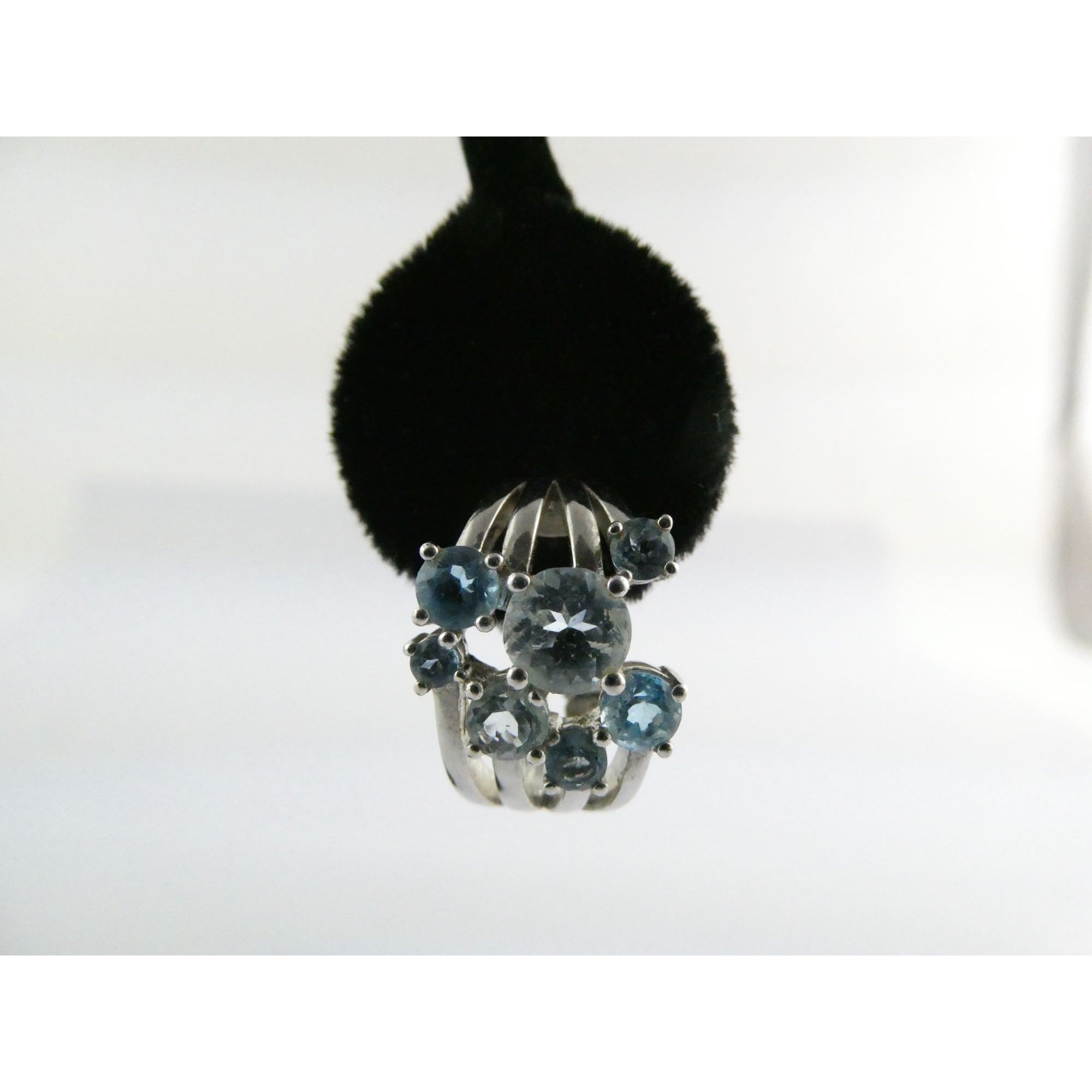 EA Designer Sterling Silver Multi Blue Topaz Earrings 925 7.3g 18mm Length