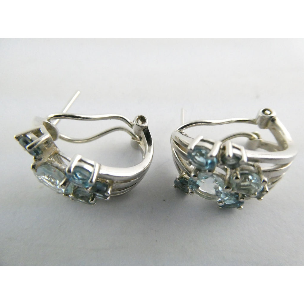 EA Designer Sterling Silver Multi Blue Topaz Earrings 925 7.3g 18mm Length