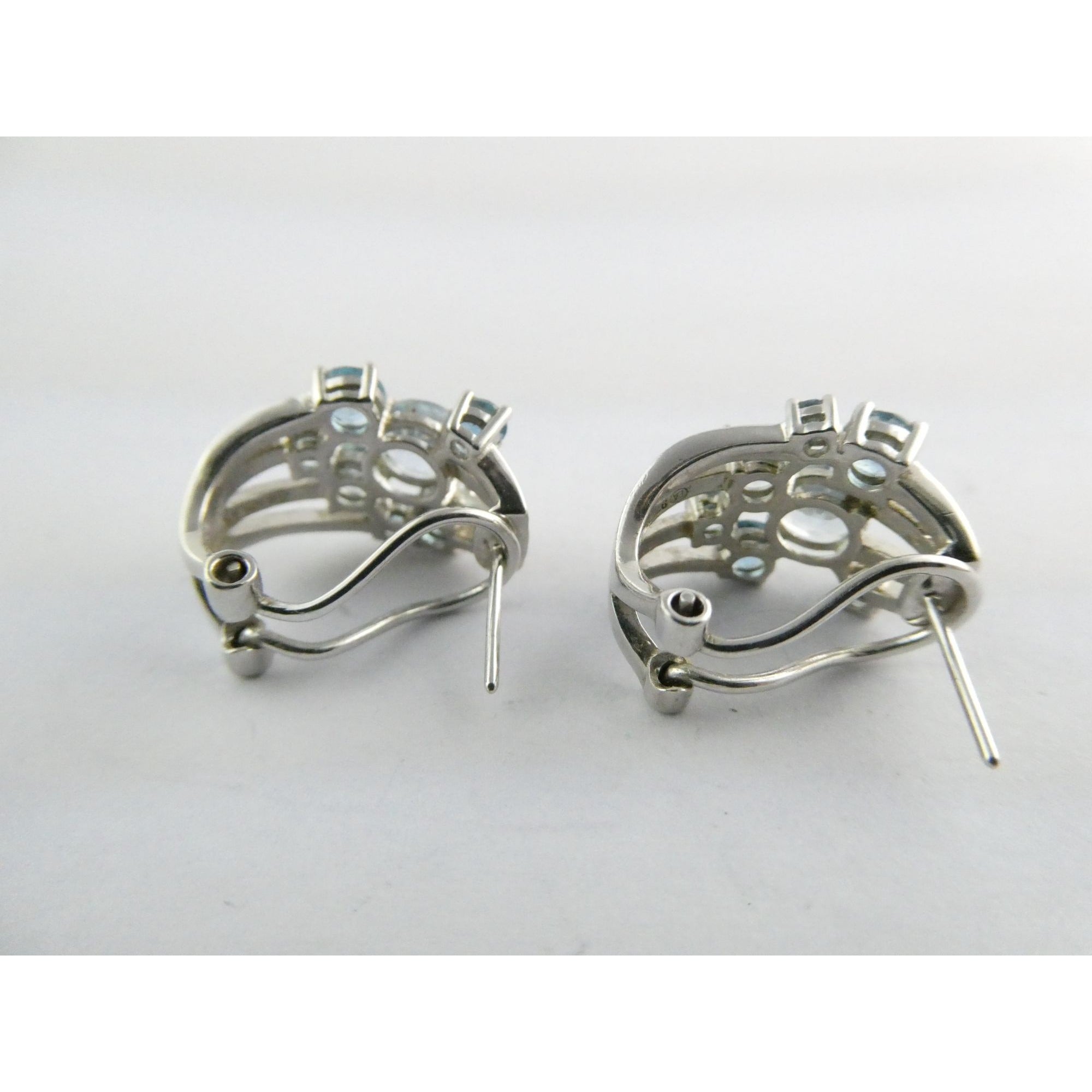 EA Designer Sterling Silver Multi Blue Topaz Earrings 925 7.3g 18mm Length