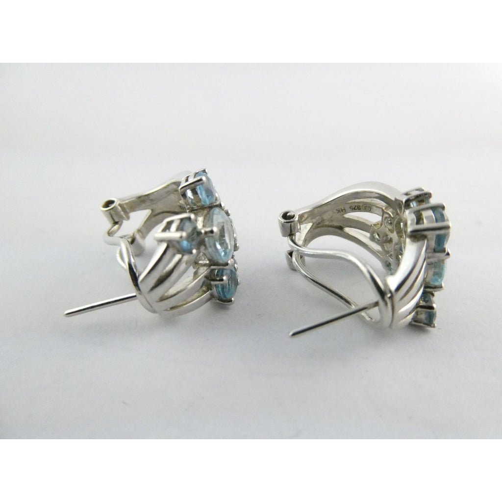 EA Designer Sterling Silver Multi Blue Topaz Earrings 925 7.3g 18mm Length
