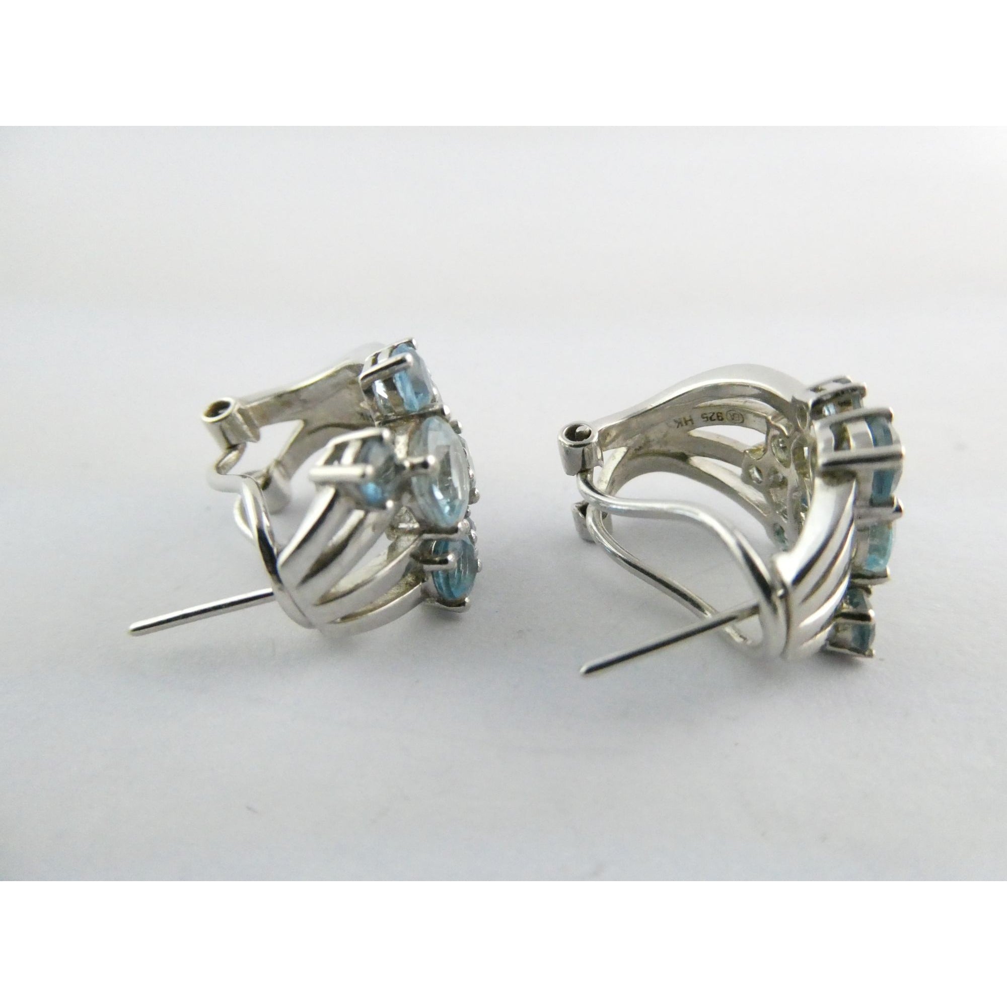 EA Designer Sterling Silver Multi Blue Topaz Earrings 925 7.3g 18mm Length