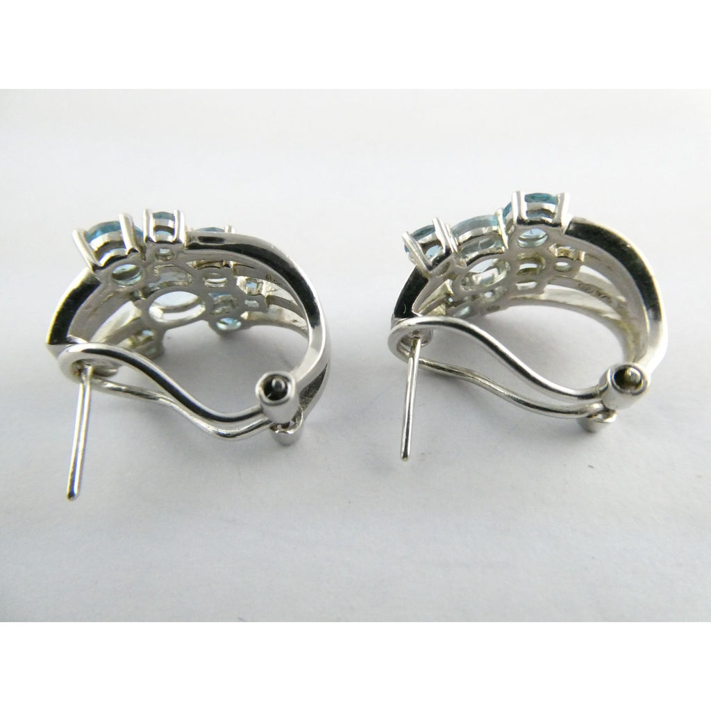 EA Designer Sterling Silver Multi Blue Topaz Earrings 925 7.3g 18mm Length