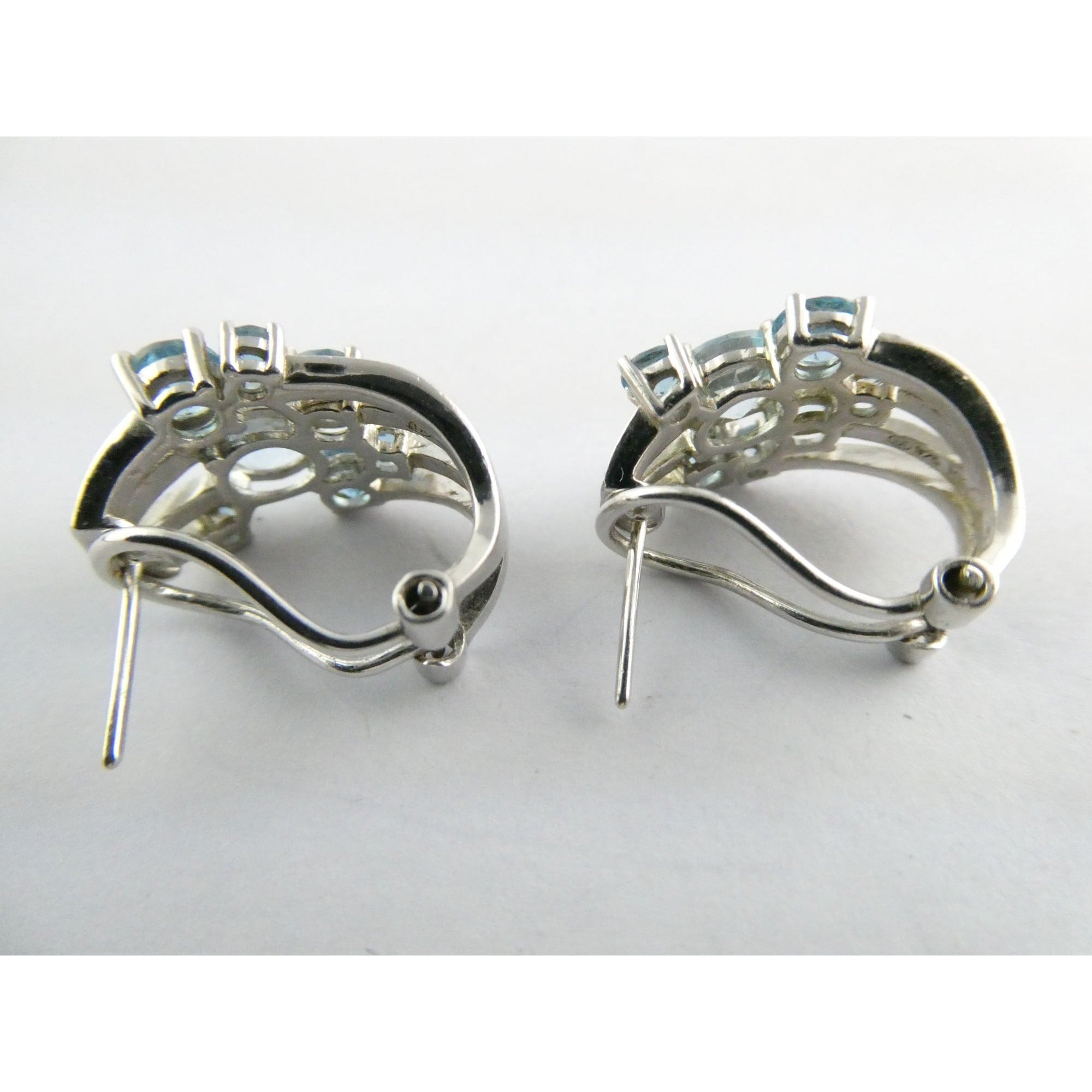 EA Designer Sterling Silver Multi Blue Topaz Earrings 925 7.3g 18mm Length