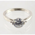 Silver Plated White Cubic Zirconia Solitaire Ring Round Cut CZ 2.9g Size 7.75