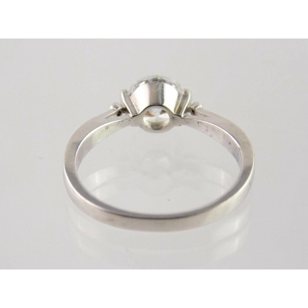 Silver Plated White Cubic Zirconia Solitaire Ring Round Cut CZ 2.9g Size 7.75
