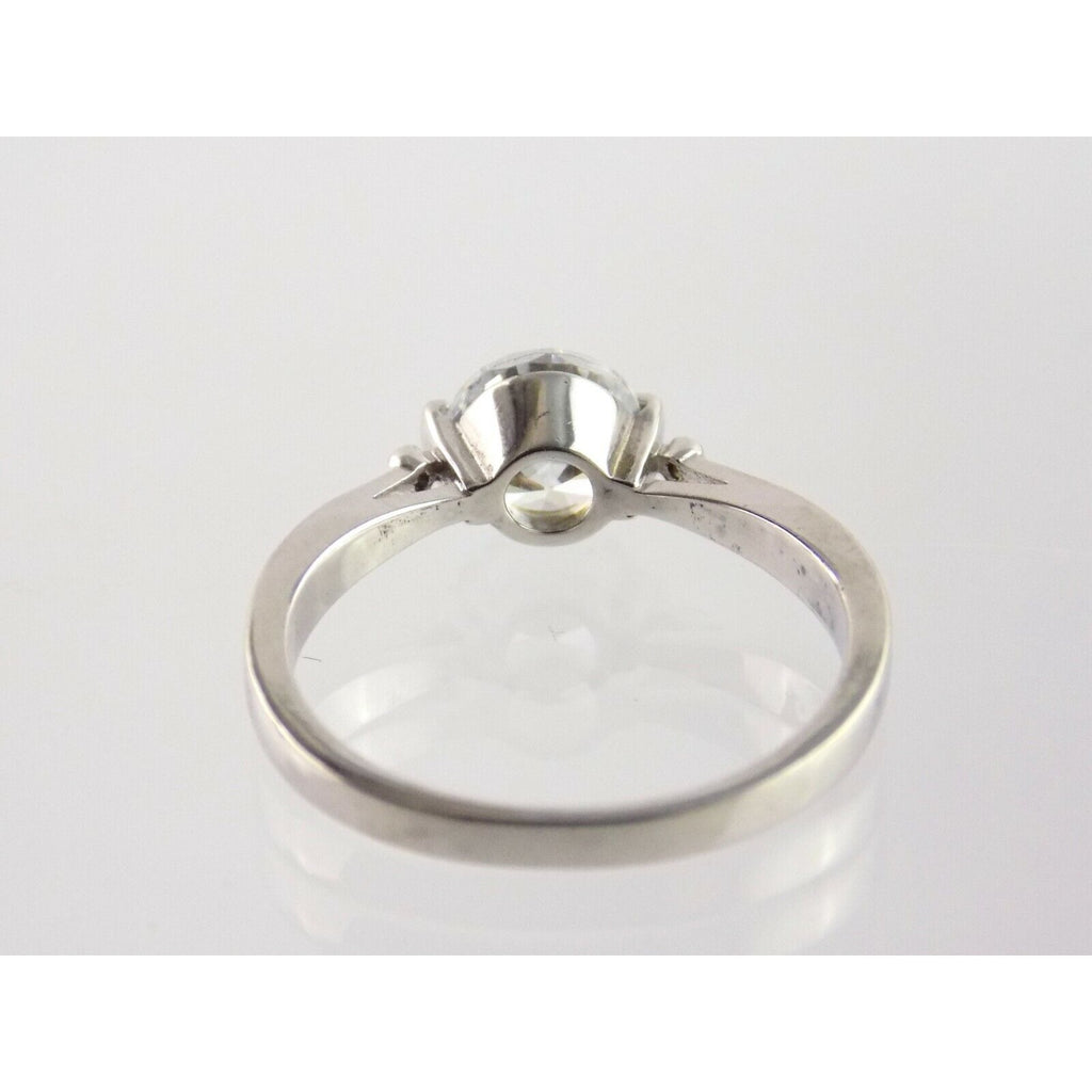 Silver Plated White Cubic Zirconia Solitaire Ring Round Cut CZ 2.9g Size 7.75