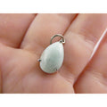 Sterling Silver Pale Larimar Cabochon Teardrop Pendant 1.5g .75 Inch Small Flaw