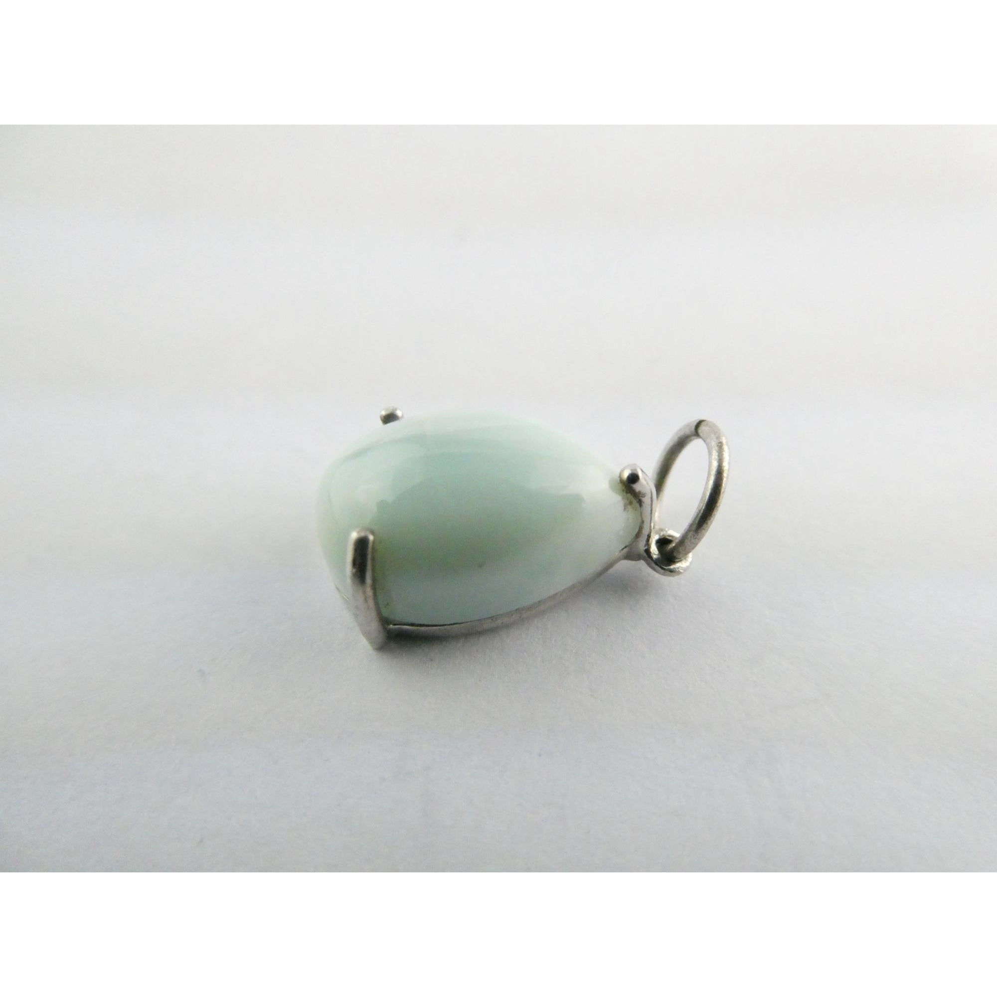 Sterling Silver Pale Larimar Cabochon Teardrop Pendant 1.5g .75 Inch Small Flaw