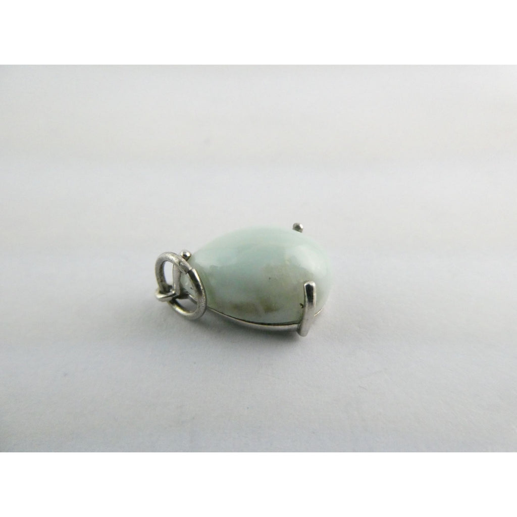 Sterling Silver Pale Larimar Cabochon Teardrop Pendant 1.5g .75 Inch Small Flaw