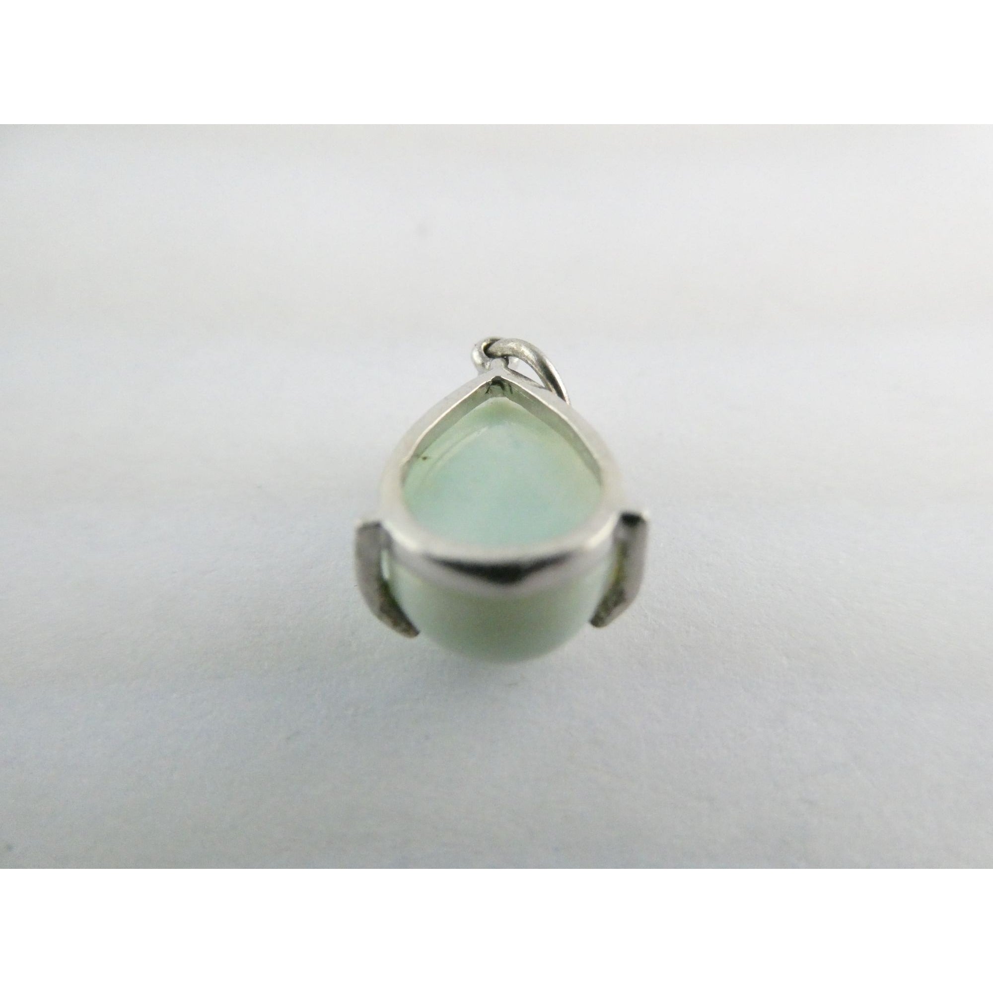 Sterling Silver Pale Larimar Cabochon Teardrop Pendant 1.5g .75 Inch Small Flaw