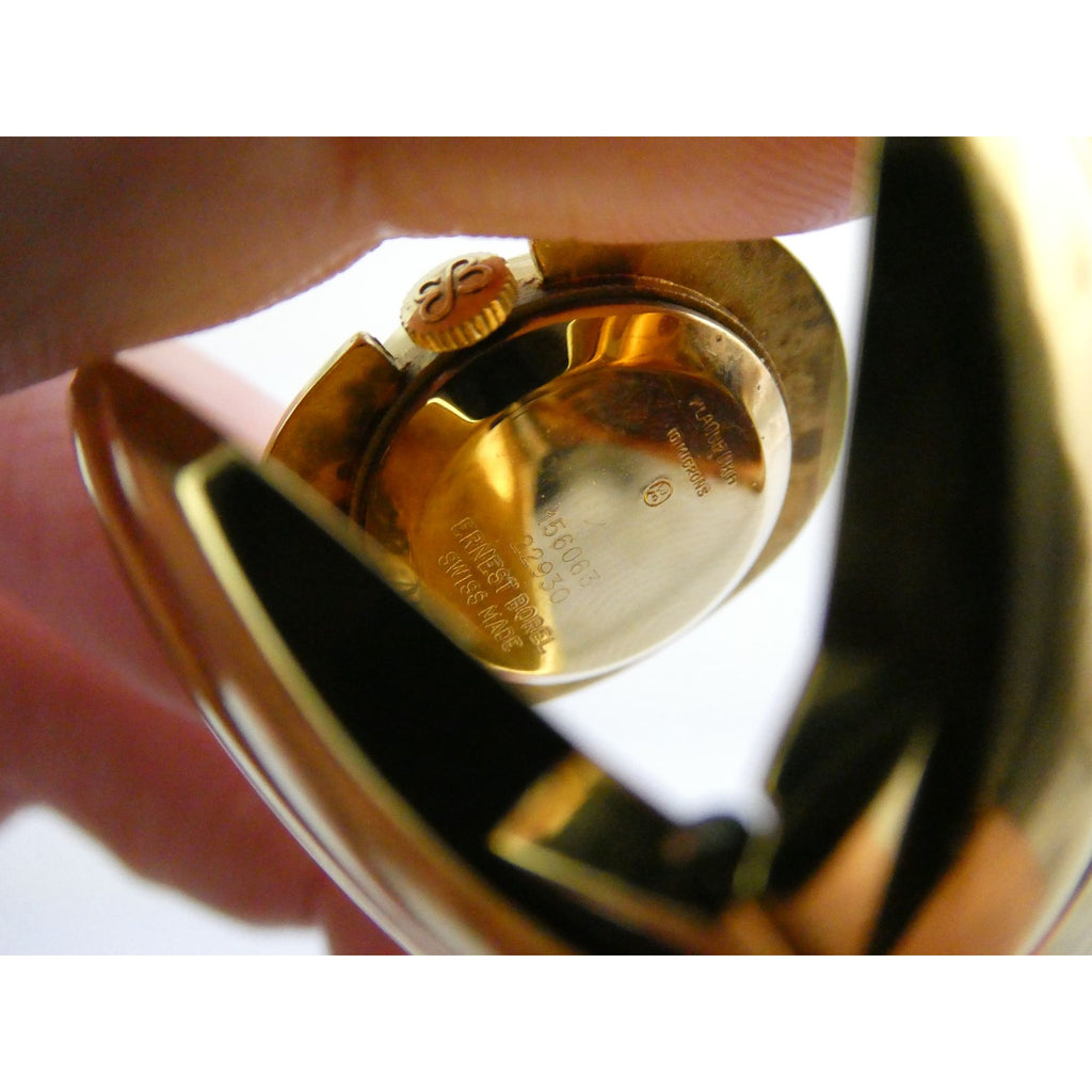Vintage Ernest Borel Swiss Gold Plated Seashell Watch Pendant Necklace WORKING