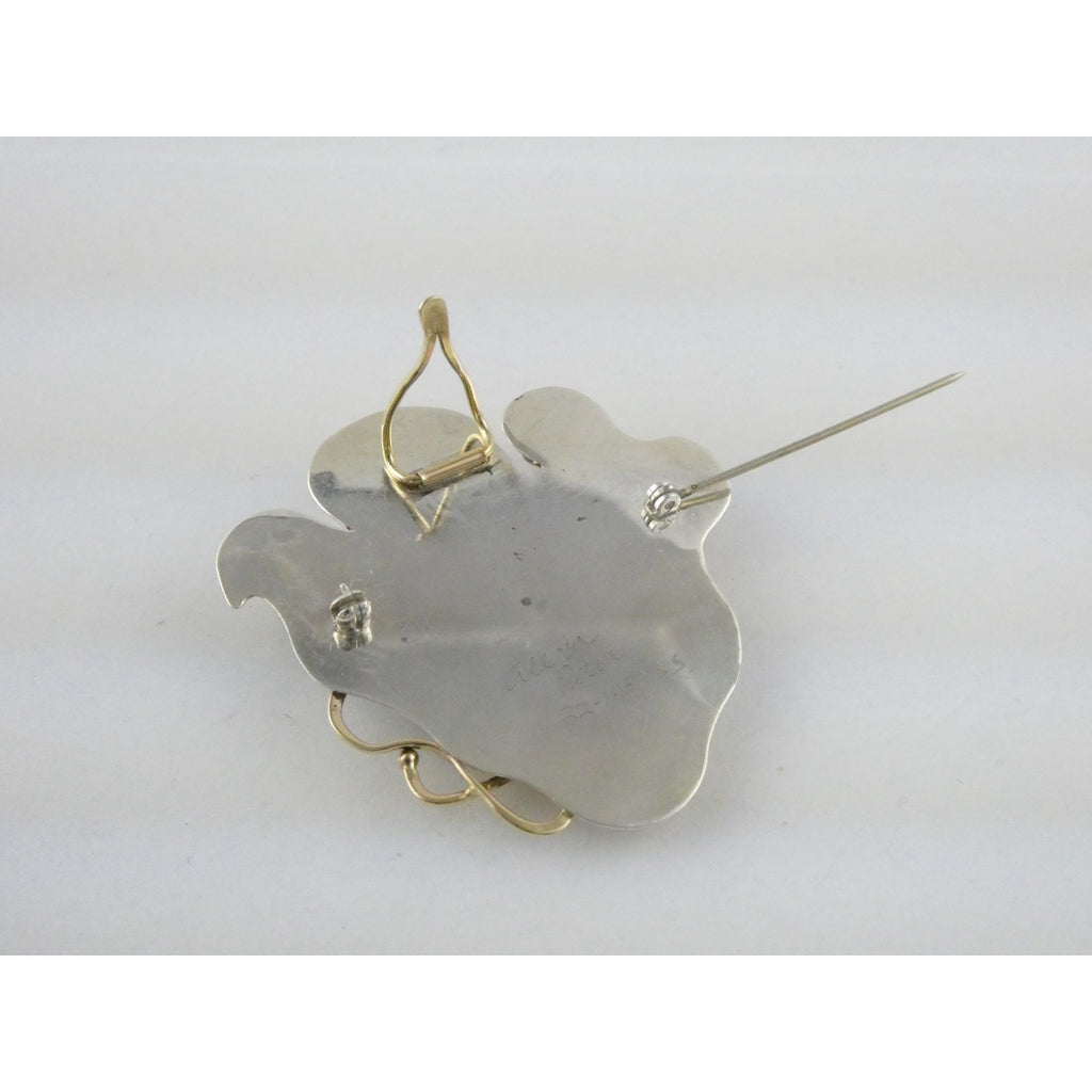 Alexa and Peter Smarsh Sterling Silver 14k 22k Gold Enamel Pearl Pin Pendant