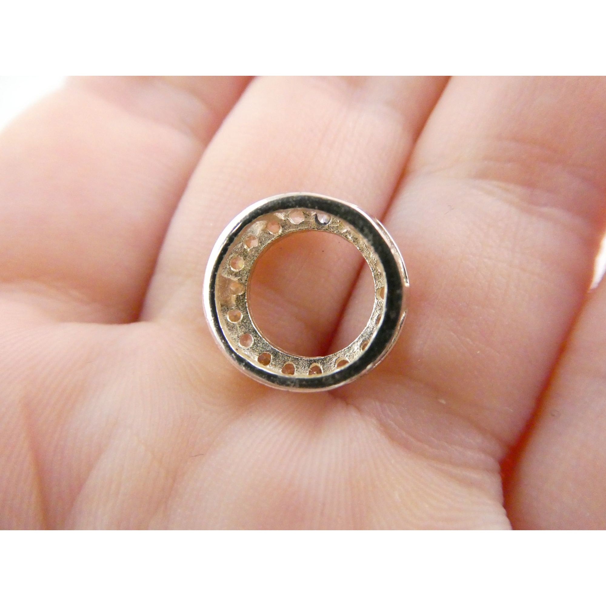 SU Sterling Silver Miniature Circle of Life Slide Pendant 14mm Diameter 1.6g 925