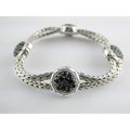 John Hardy Kali Sterling Silver Lava Fire Four Station Black Sapphire Bracelet