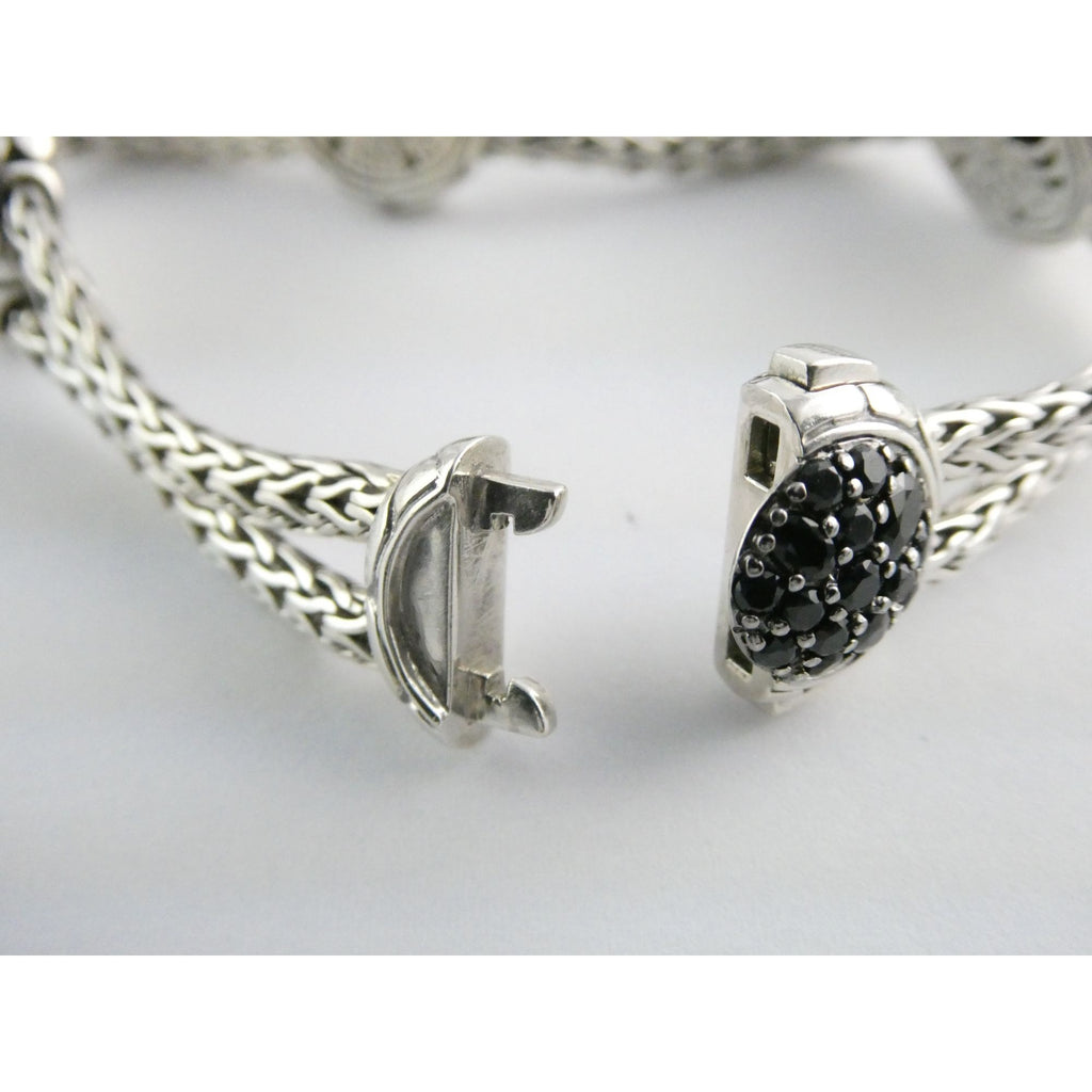 John Hardy Kali Sterling Silver Lava Fire Four Station Black Sapphire Bracelet