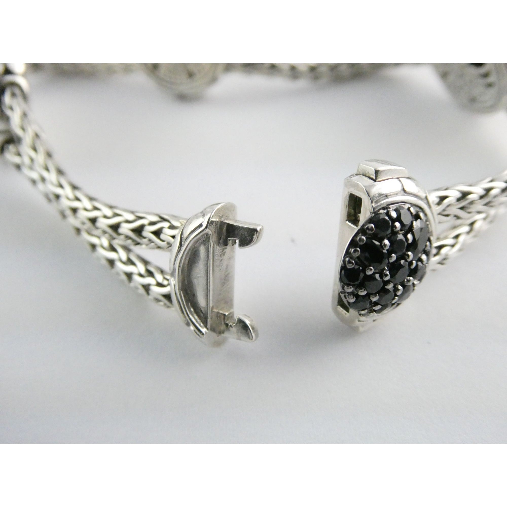 John Hardy Kali Sterling Silver Lava Fire Four Station Black Sapphire Bracelet