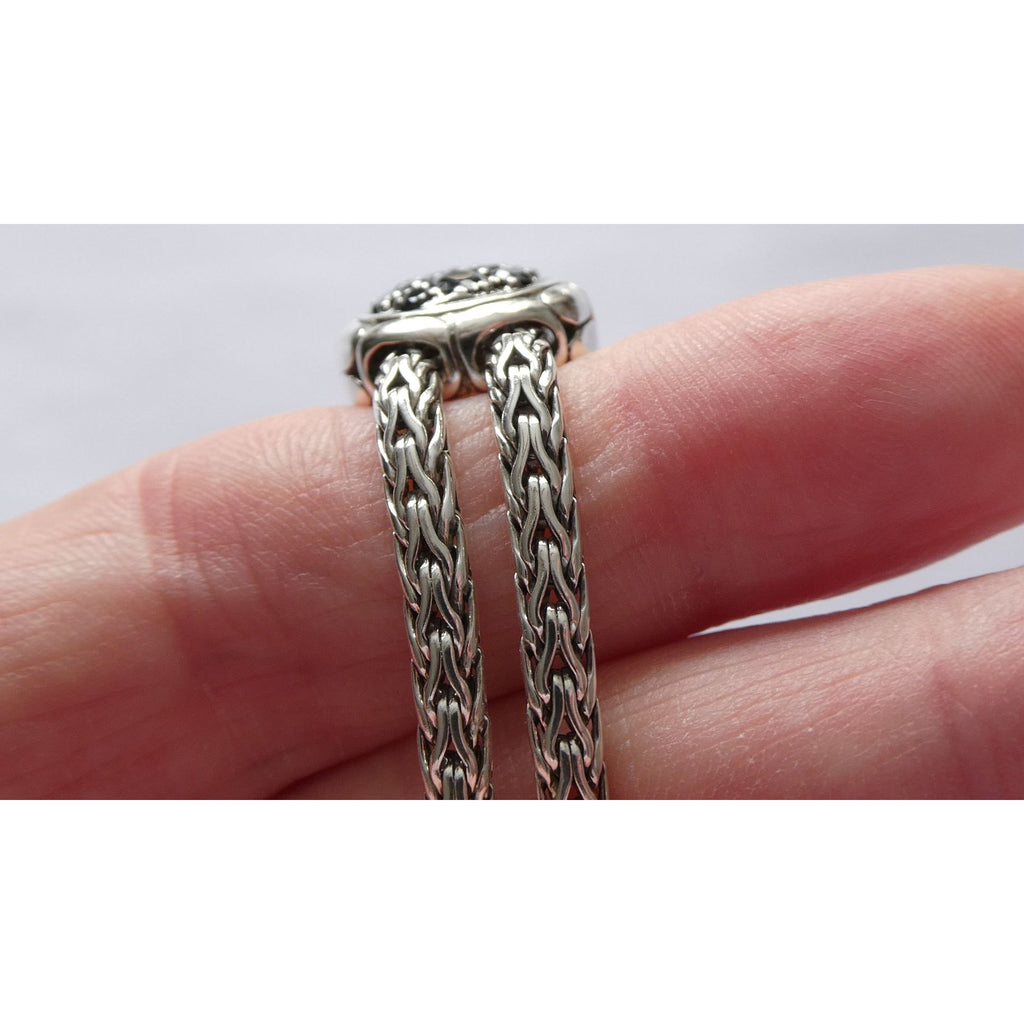 John Hardy Kali Sterling Silver Lava Fire Four Station Black Sapphire Bracelet