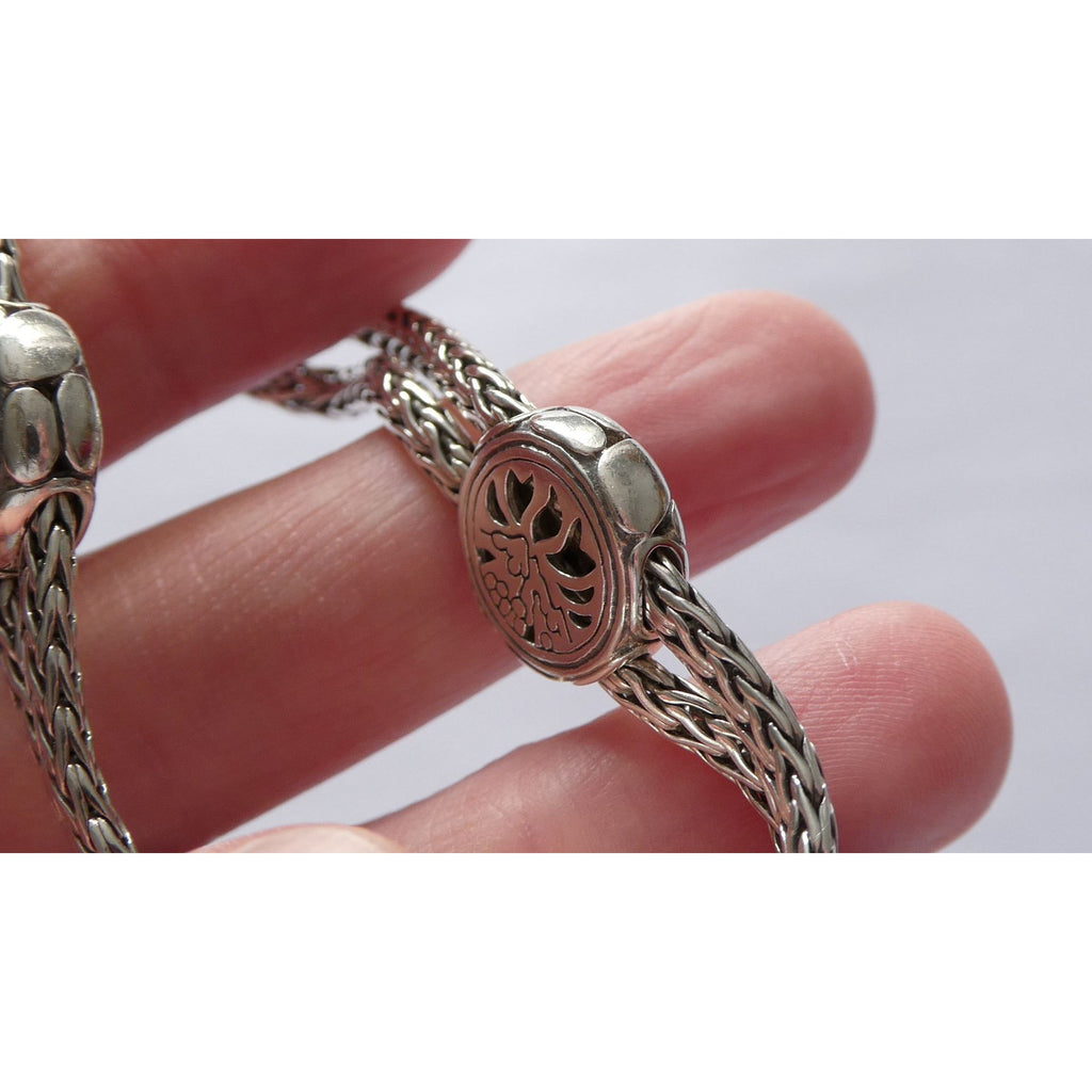 John Hardy Kali Sterling Silver Lava Fire Four Station Black Sapphire Bracelet