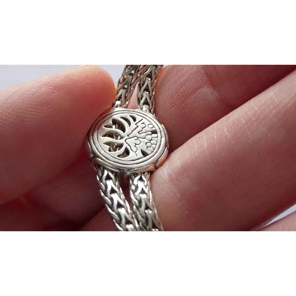 John Hardy Kali Sterling Silver Lava Fire Four Station Black Sapphire Bracelet