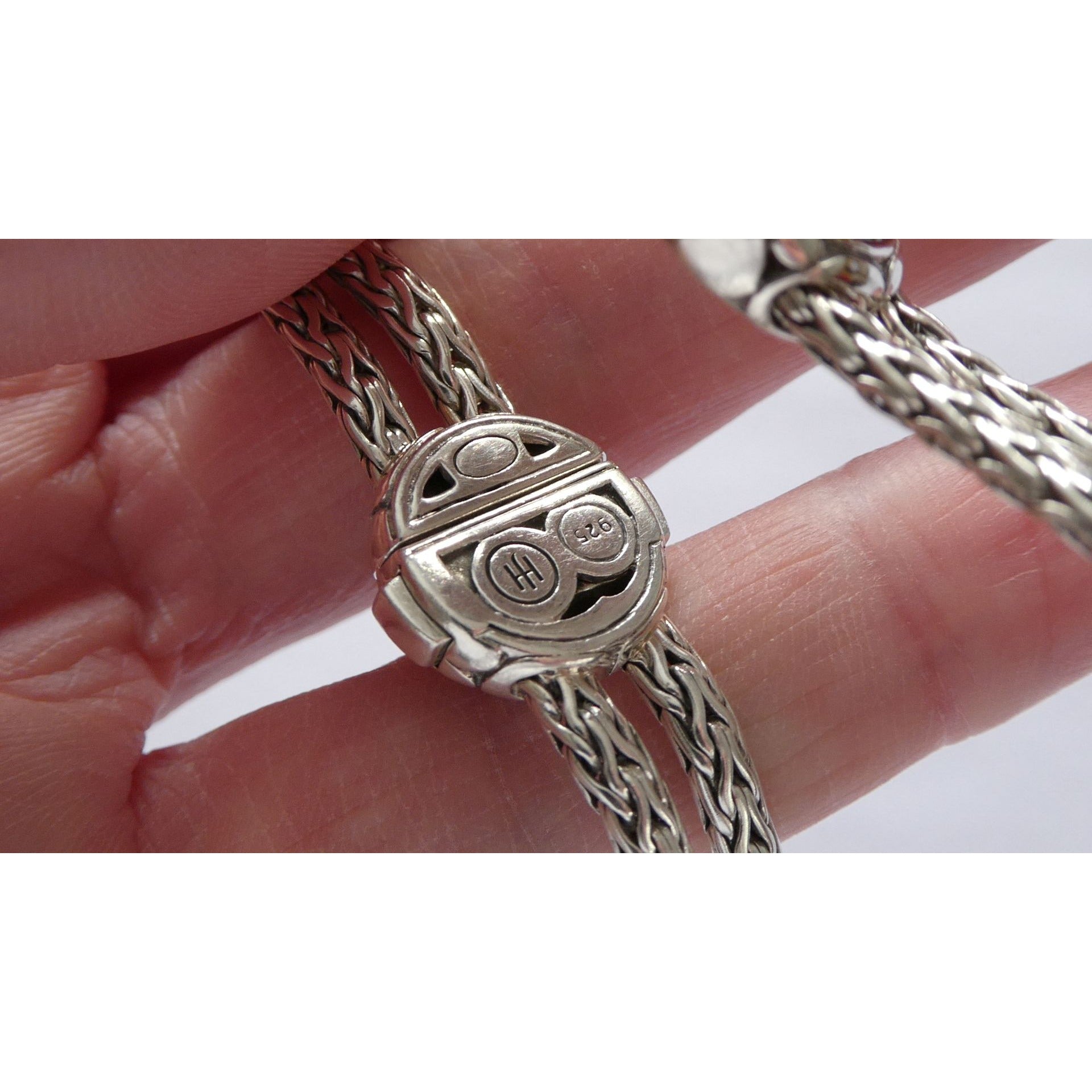 John Hardy Kali Sterling Silver Lava Fire Four Station Black Sapphire Bracelet