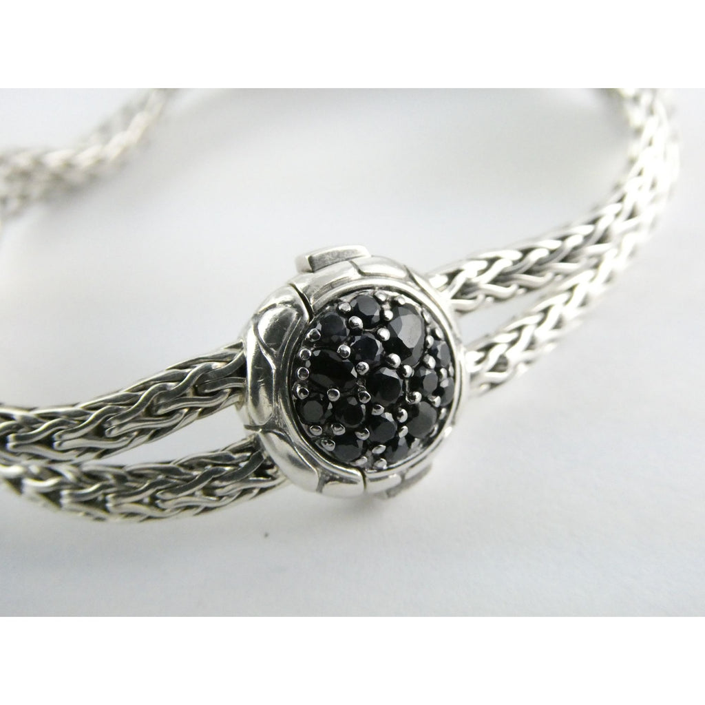 John Hardy Kali Sterling Silver Lava Fire Four Station Black Sapphire Bracelet