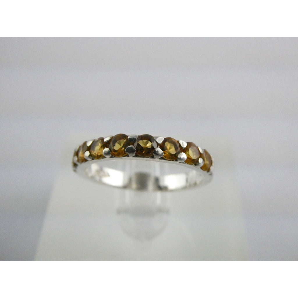 DP India Sterling Silver Nine Citrine Gemstone Band Ring 925 Size 7 Weighs 2g