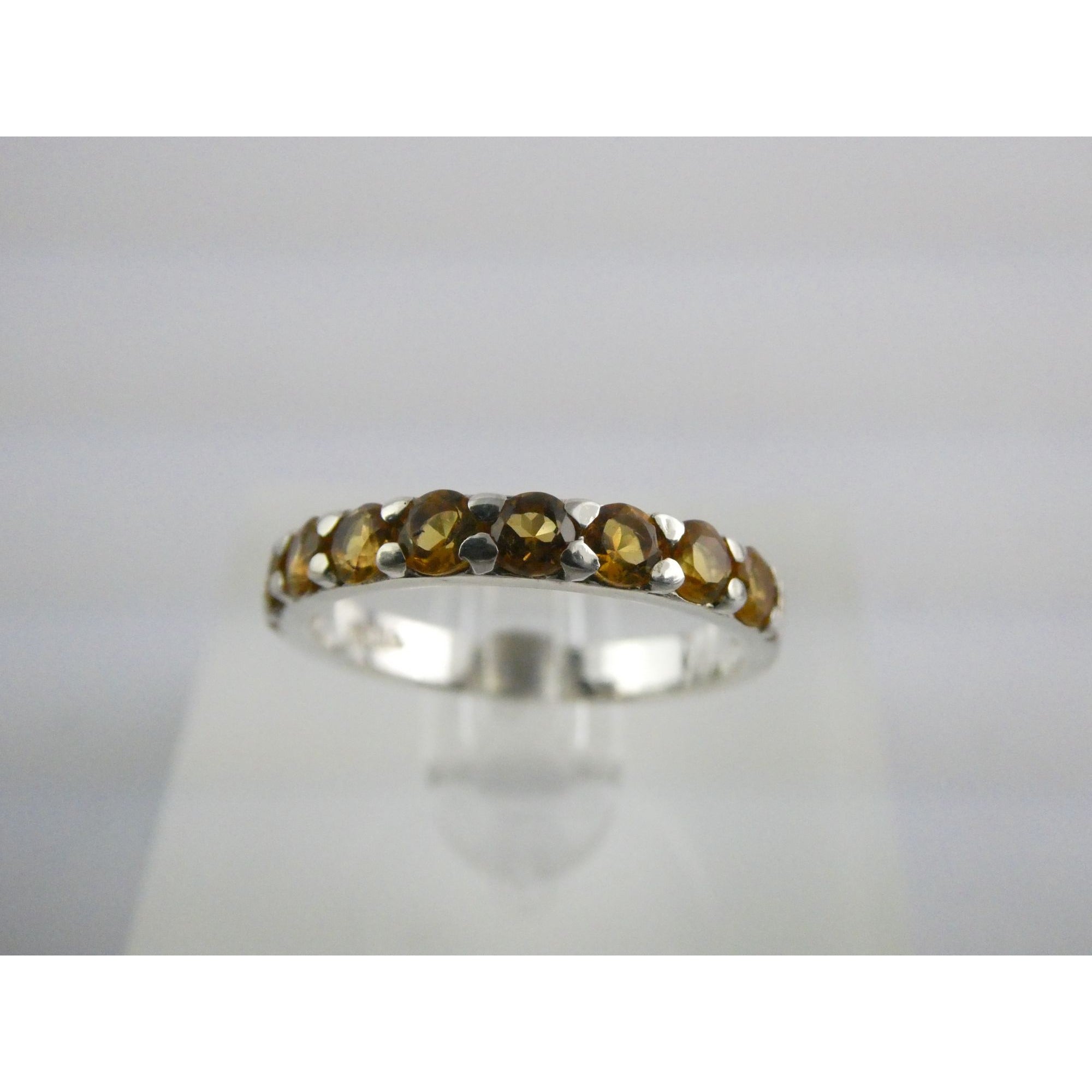 DP India Sterling Silver Nine Citrine Gemstone Band Ring 925 Size 7 Weighs 2g