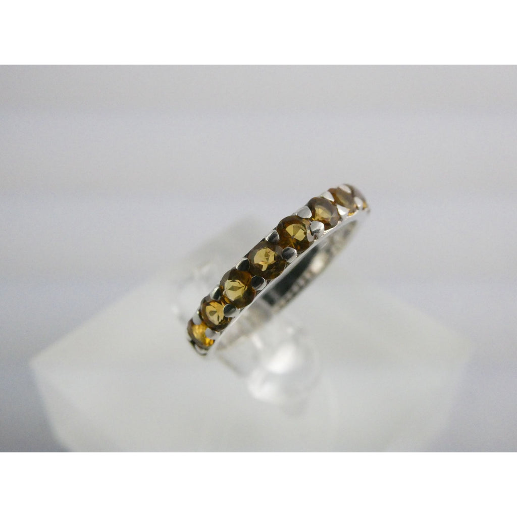 DP India Sterling Silver Nine Citrine Gemstone Band Ring 925 Size 7 Weighs 2g